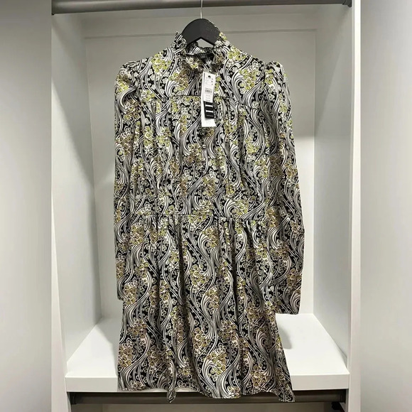 Topshop IDOL paisley mini dress in multi w/ long puff sleeves size 6 NWT Womens - Picture 2 of 14